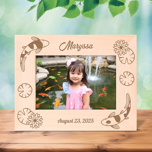 Japanischer Koi Fish Water Lily 7x5 Geätzte Rahmen