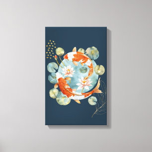 Japanischer Koi Fish Water Lipad Wall Art Leinwanddruck