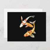 Japanischer Koi Goldfish auf schwarz Postkarte (Vorne/Hinten)