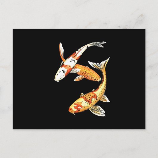 Japanischer Koi Goldfish auf schwarz Postkarte (Vorderseite)