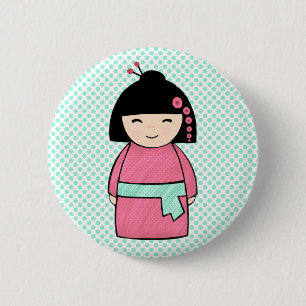 Japanischer Kokeshi-Puppbutton Button
