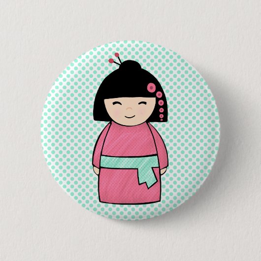 Japanischer Kokeshi-Puppbutton Button (Vorderseite)