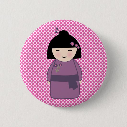 Japanischer Kokeshi-Puppbutton Button (Vorderseite)