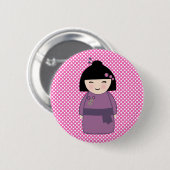 Japanischer Kokeshi-Puppbutton Button (Vorne & Hinten)