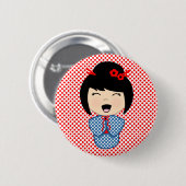 Japanischer Kokeshi-Puppbutton Button (Vorne & Hinten)