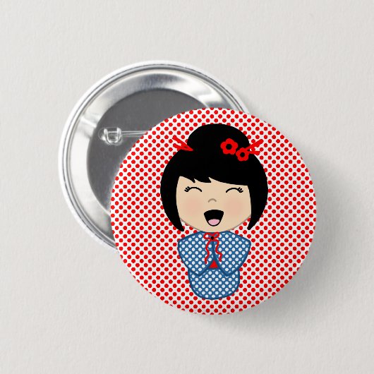 Japanischer Kokeshi-Puppbutton Button (Vorne & Hinten)