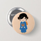 Japanischer Kokeshi-Puppbutton Button (Vorne & Hinten)