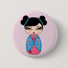 Japanischer Kokeshi-Puppbutton Button