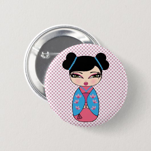 Japanischer Kokeshi-Puppbutton Button (Vorne & Hinten)
