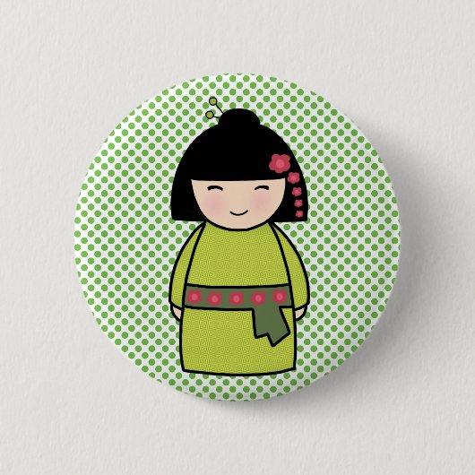 Japanischer Kokeshi-Puppbutton Button (Vorderseite)