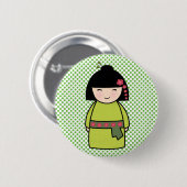 Japanischer Kokeshi-Puppbutton Button (Vorne & Hinten)