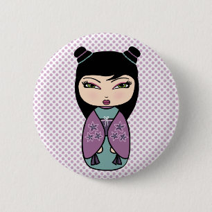Japanischer Kokeshi-Puppbutton Button