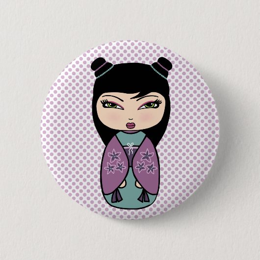 Japanischer Kokeshi-Puppbutton Button (Vorderseite)