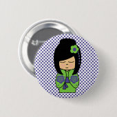 Japanischer Kokeshi-Puppbutton Button (Vorne & Hinten)