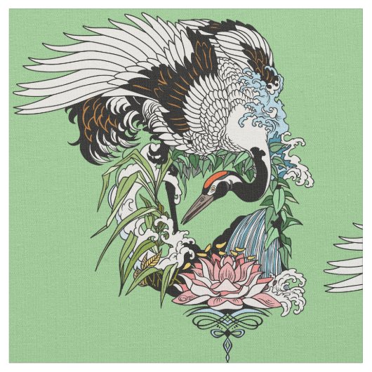 Japanischer Kran im Garten Stoff (Nahaufnahme)