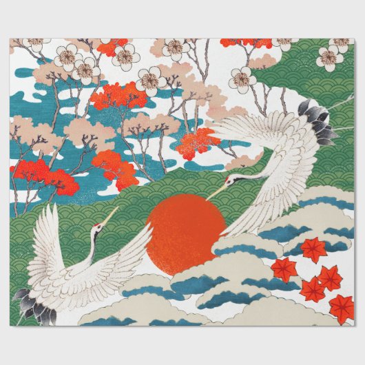 JAPANISCHER KRANICH-DRUCK GESCHENKPAPIER (Flach)