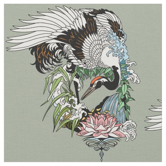 Japanischer Kranich im Garten Stoff (Nahaufnahme)