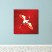 Japanischer Kranich Red Cherry Blossom Leinwanddruck (Insitu (Holzboden))