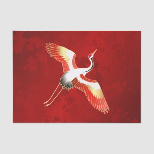 Japanischer Kranich Red Cherry Blossom Seidenpapier (Vorderseite)