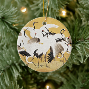 Japanischer Kranich-Schwarm Keramik-Weihnachtsschm Keramik Ornament