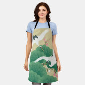 Japanischer Kranich und Kiefernbaum Schürze (Getragen)