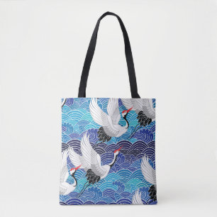 Japanischer Kranich: Verzierte Vogelmuster. Tasche
