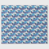 Japanischer Kranich: Verziertes Vogelmuster. Geschenkpapier (Flach)