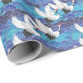 Japanischer Kranich: Verziertes Vogelmuster. Geschenkpapier (Rolleneckpunkt)
