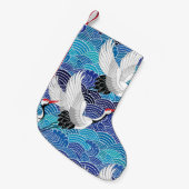 Japanischer Kranich: Verziertes Vogelmuster. Kleiner Weihnachtsstrumpf (Vorderansicht (hängend))