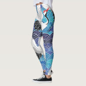 Japanischer Kranich: Verziertes Vogelmuster. Leggings (Links)