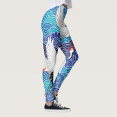 Japanischer Kranich: Verziertes Vogelmuster. Leggings (Rechts)