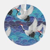 Japanischer Kranich: Verziertes Vogelmuster. Ornament Aus Glas (Rückseite)