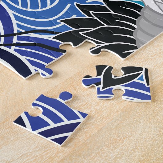 Japanischer Kranich: Verziertes Vogelmuster. Puzzle (Seite)