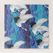 Japanischer Kranich: Verziertes Vogelmuster. Puzzle (Horizontal)