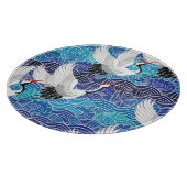 Japanischer Kranich: Verziertes Vogelmuster. Schneidebrett (Ecke)