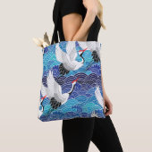 Japanischer Kranich: Verziertes Vogelmuster. Tasche (Von Nahem)