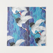 Japanischer Kranich: Verziertes Vogelmuster. Wandteppich (Vorderseite (Horizontal))