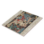 JAPANISCHER KRIEGER, DER EINEN MONSTROUS CAT-Ukiyo Fliese (Seite)