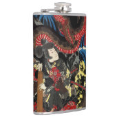 Japanischer Krieger kämpft gegen Riesenschlange Flachmann (Rechts)