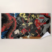 Japanischer Krieger kämpft gegen Riesenschlange Strandtuch (Vorderseite)