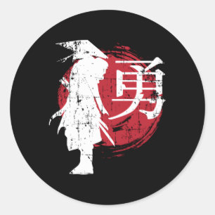 Japanischer Krieger Samurai Japan Schreiben Runder Aufkleber