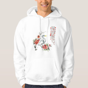 Japanischer Kunstkranich-Vogel-Garten stilvolles D Hoodie