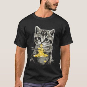Japanischer Kunststil Kätzchen Süßes Babykatze iss T-Shirt