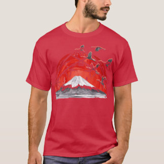 Japanischer Kunstvolk Stork Krane Japan Art Sakura T-Shirt