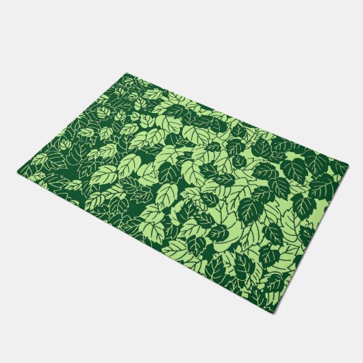 Japanischer Leaf Print, Emerald und Lime Green Fußmatte (Schrägansicht)