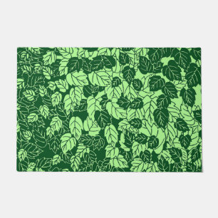 Japanischer Leaf Print, Emerald und Lime Green Fußmatte