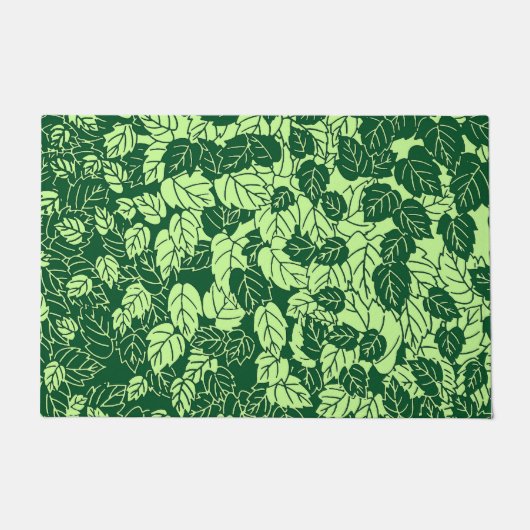 Japanischer Leaf Print, Emerald und Lime Green Fußmatte (Vorderseite)