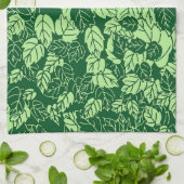 Japanischer Leaf Print, Emerald und Lime Green Handtuch (Gefaltet)