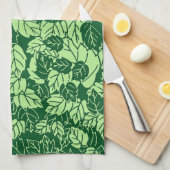 Japanischer Leaf Print, Emerald und Lime Green Handtuch (Viertel Falte)