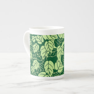 Japanischer Leaf Print, Emerald und Lime Green Porzellantasse